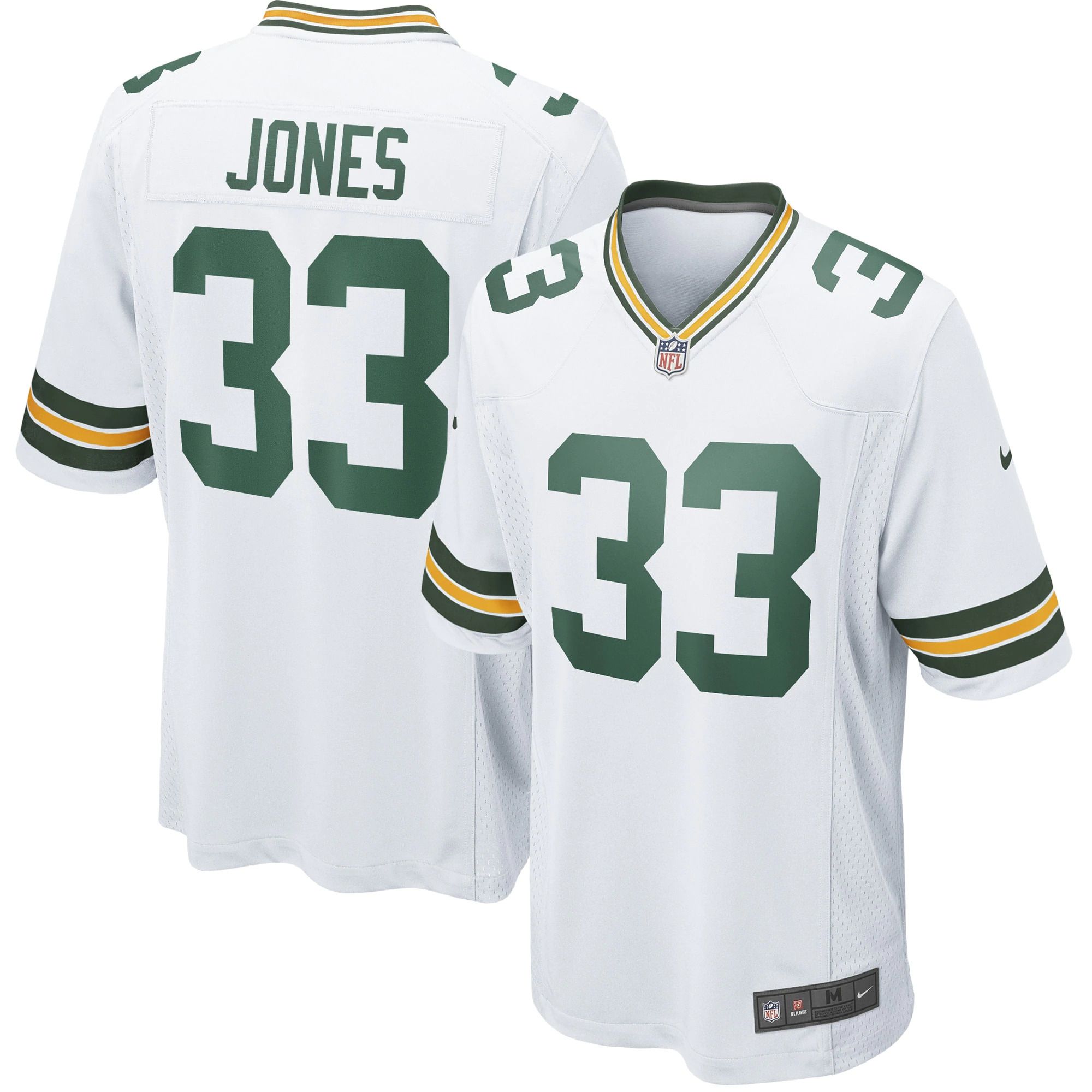 Men Green Bay Packers 33 Aaron Jones Nike White Player Game NFL Jersey